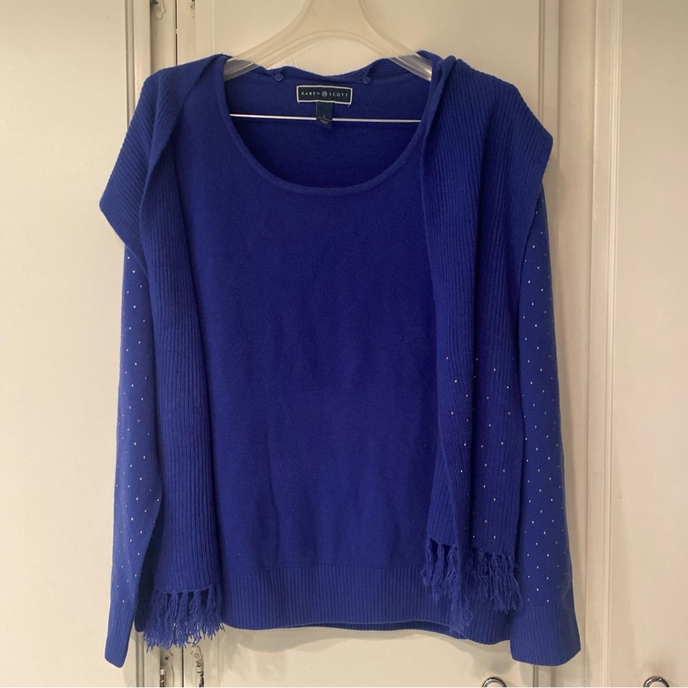 Karen Scott Sweater With Scarf Sz L